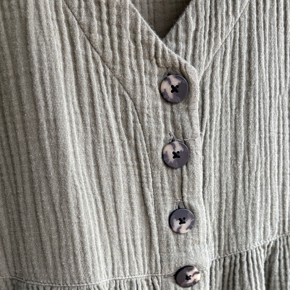 Madewell Olive Green Button-Front Midi Dress - Picture 5 of 6